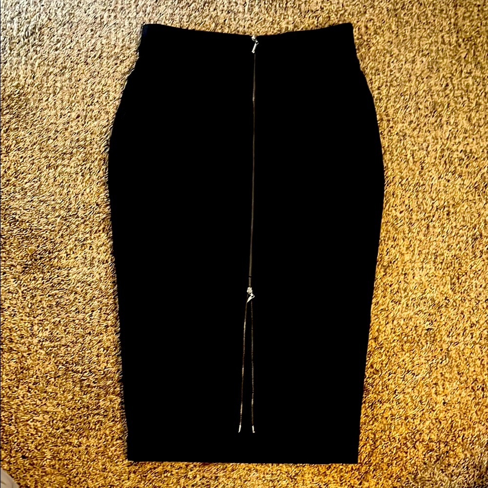 Black pencil skirt double zip